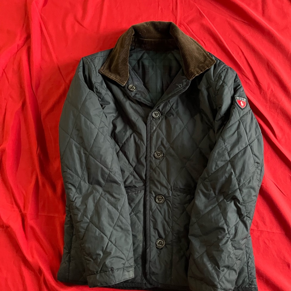 Polo by Ralph Lauren Reversible Navy and Green Quilted Puffer Jacket - Picture 3 of 6